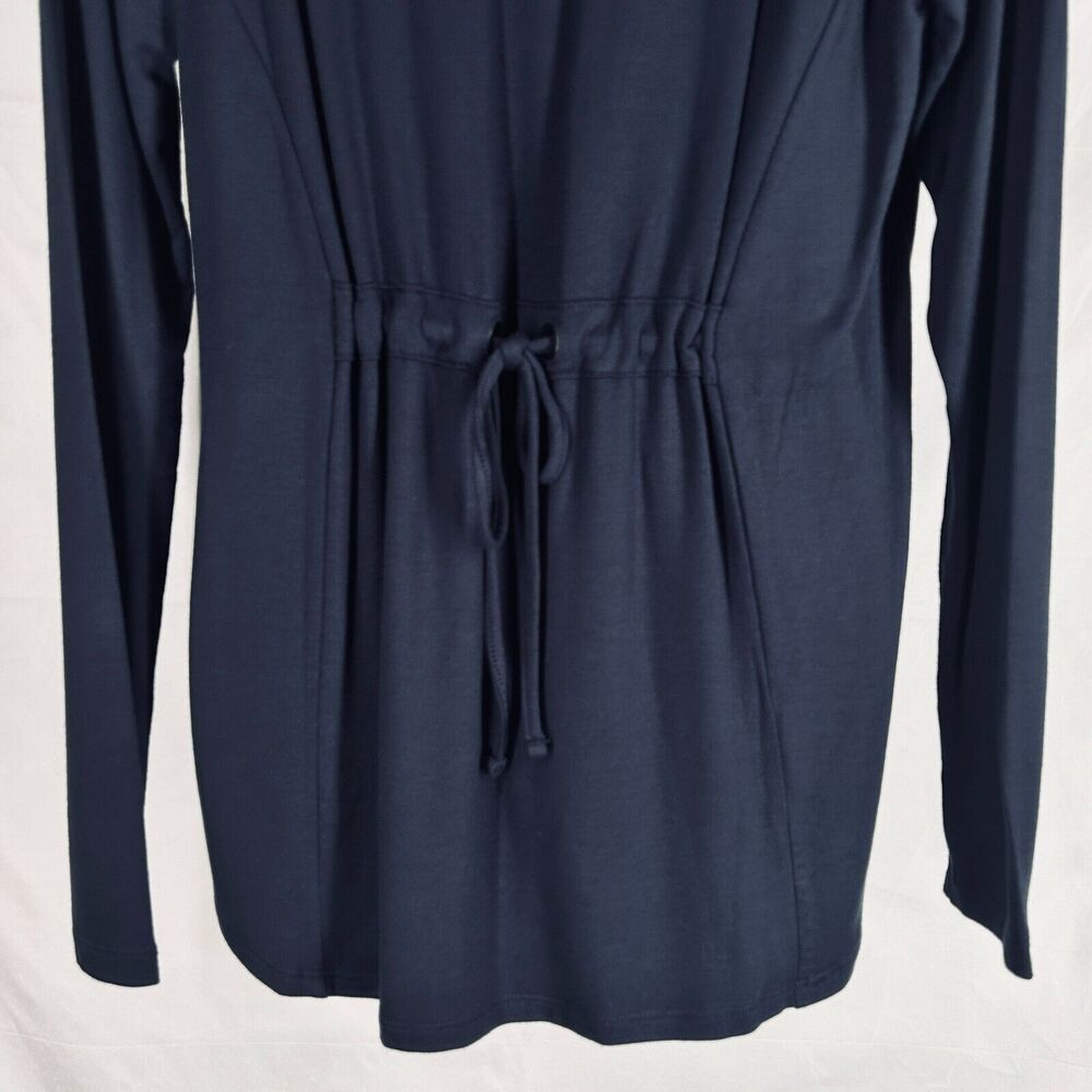 Cabi Recline S Knit Top Cinch Back Tee NAVY BLUE Rayon Stretch Style So cute! - Picture 5 of 10